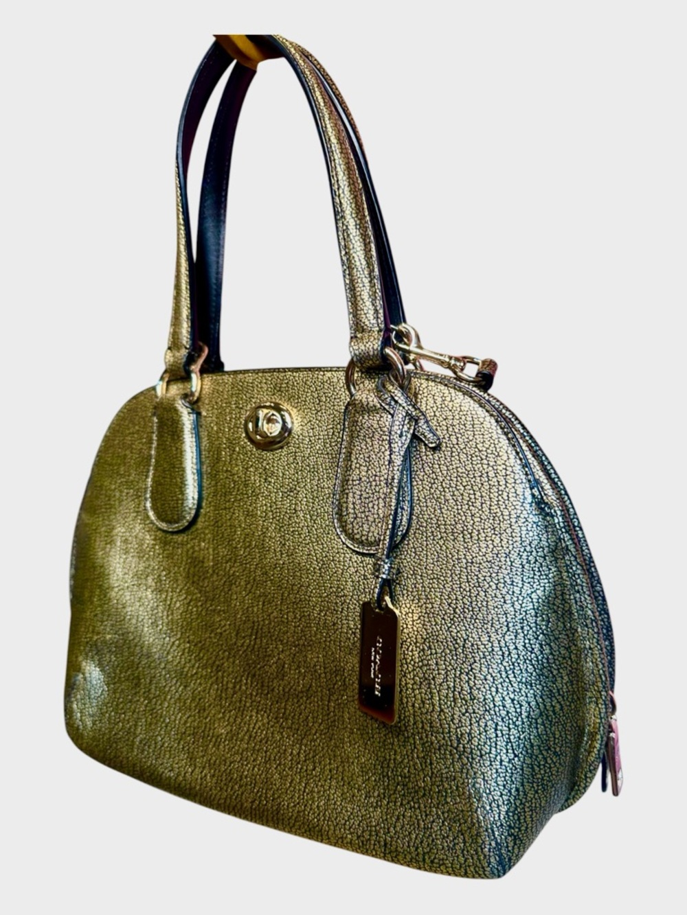 COACH Mini Prince St Metallic Gold Crossbody Like New - Picture 16 of 17